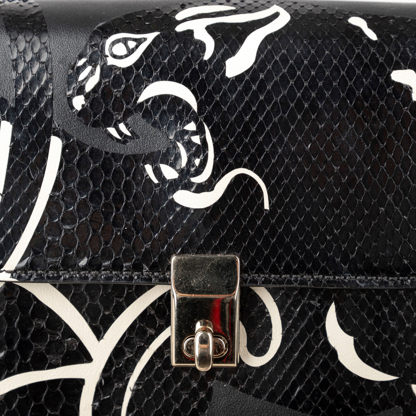 Secondhand Valentino Leather and Snakeskin Panther Crossbody Bag