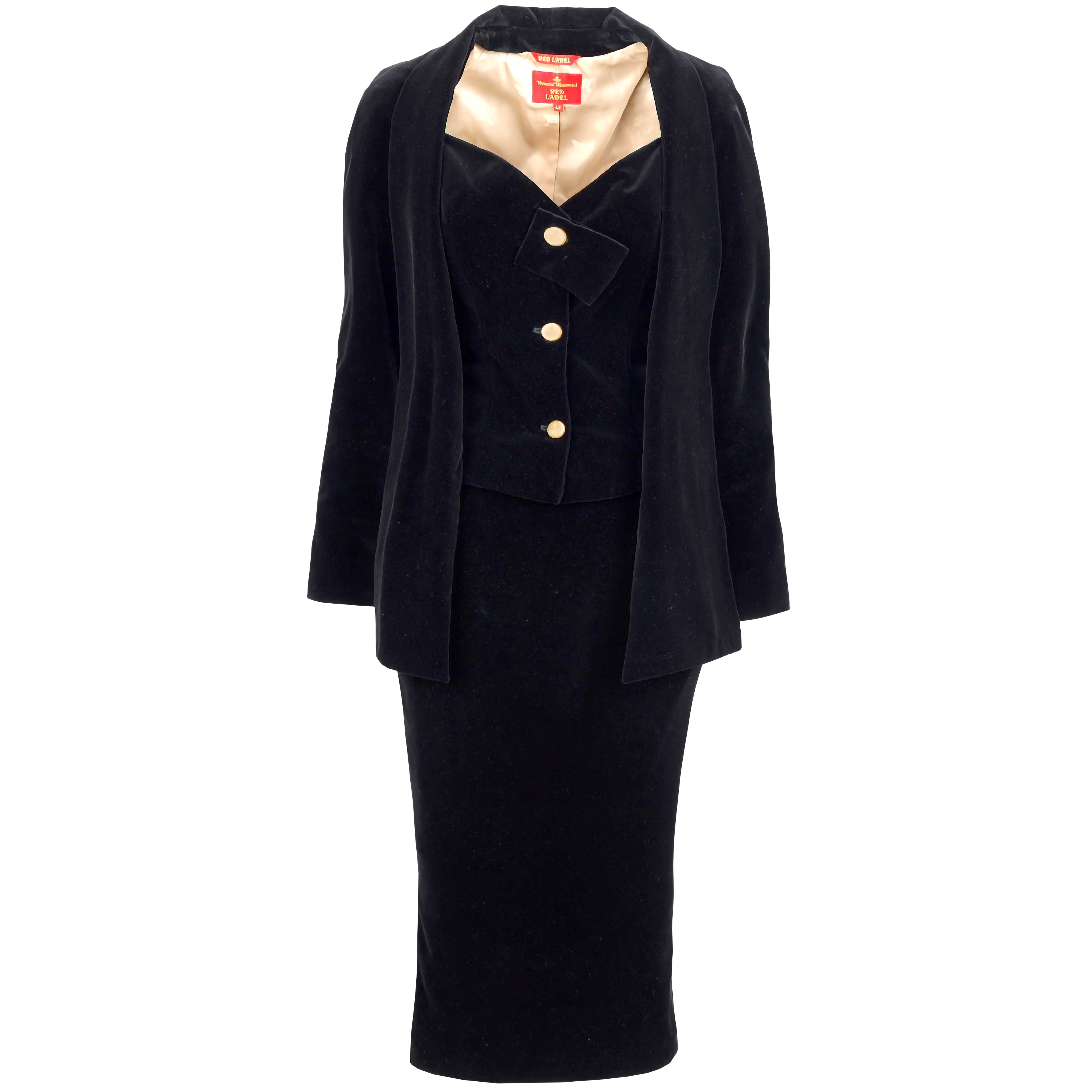 Black velvet skirt clearance suit