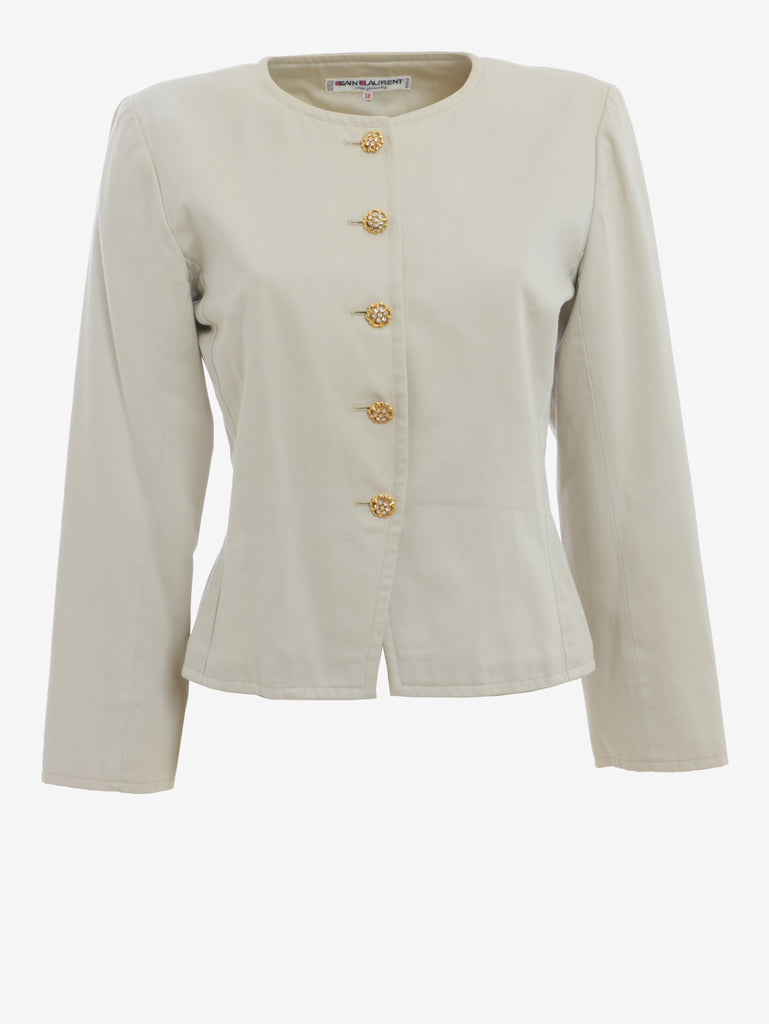 Yves Saint Laurent Blazer With Jeweled Buttons - 80s