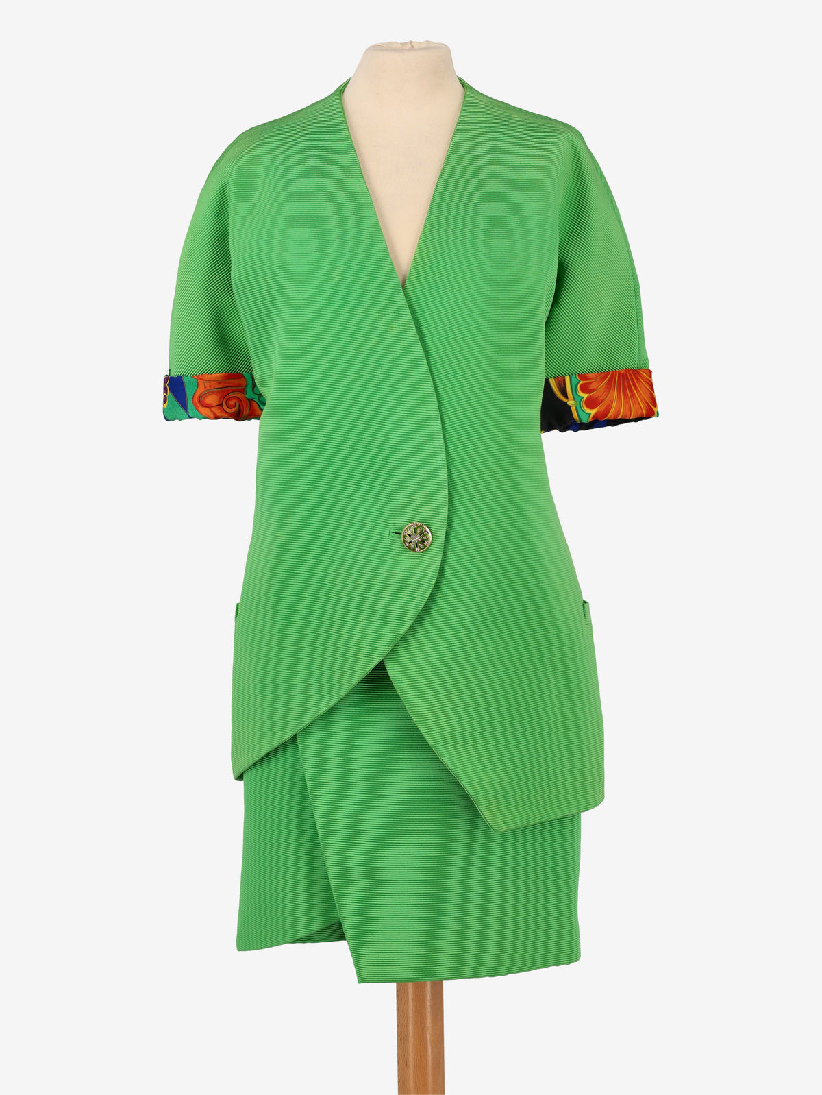 Atelier Versace Green Textured Suit