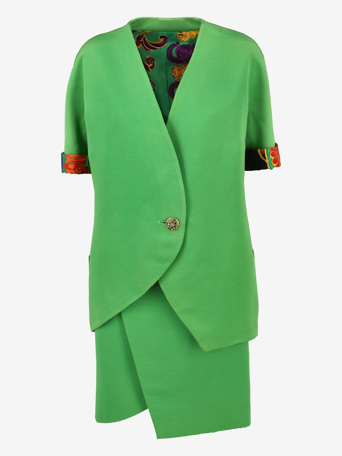 Atelier Versace Green Textured Suit