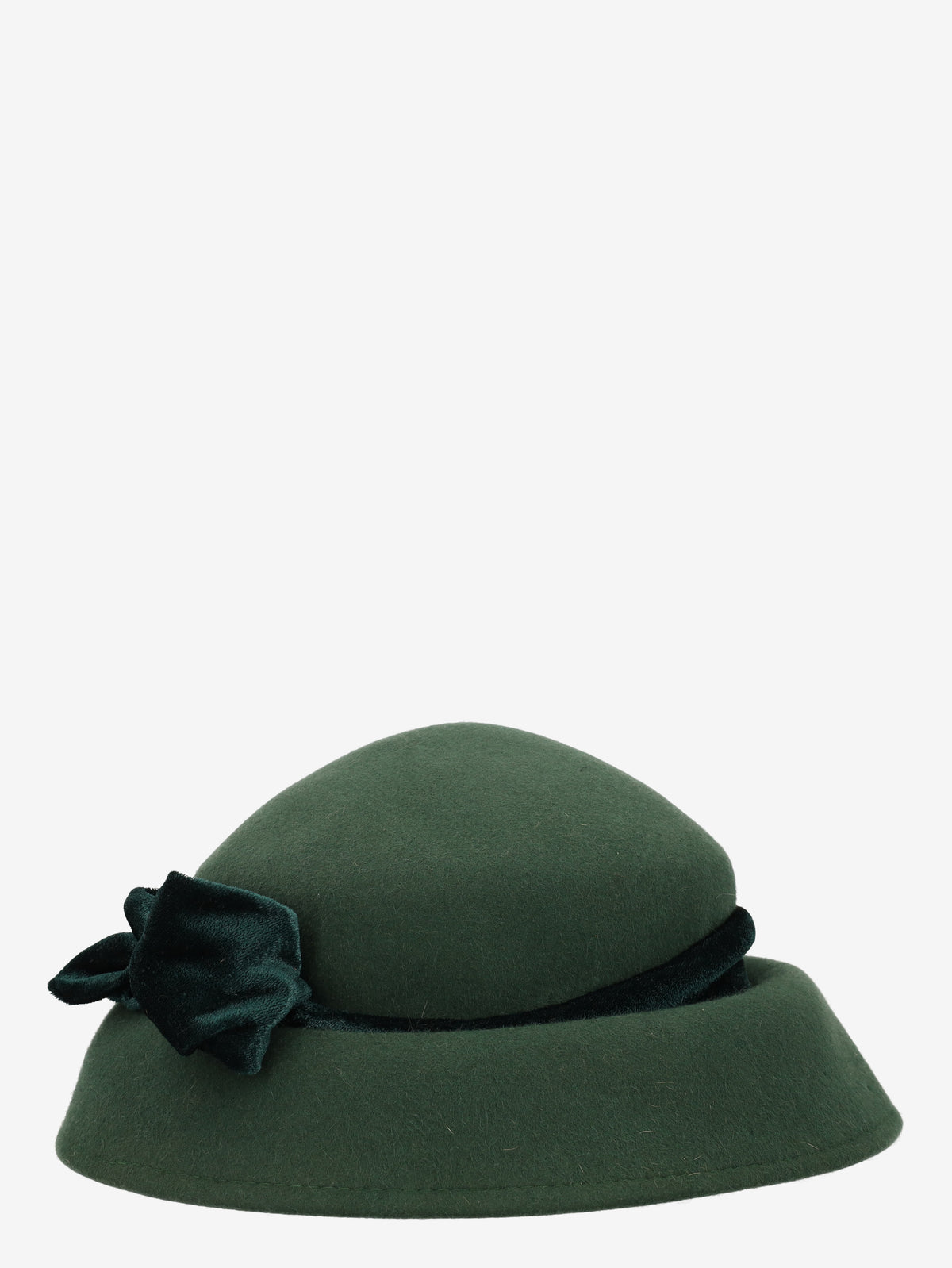 Vintage Green Wool Hat With Bow