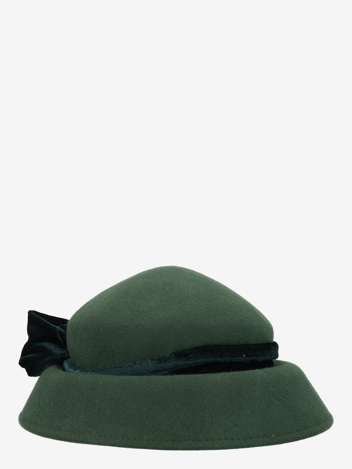 Vintage Green Wool Hat With Bow