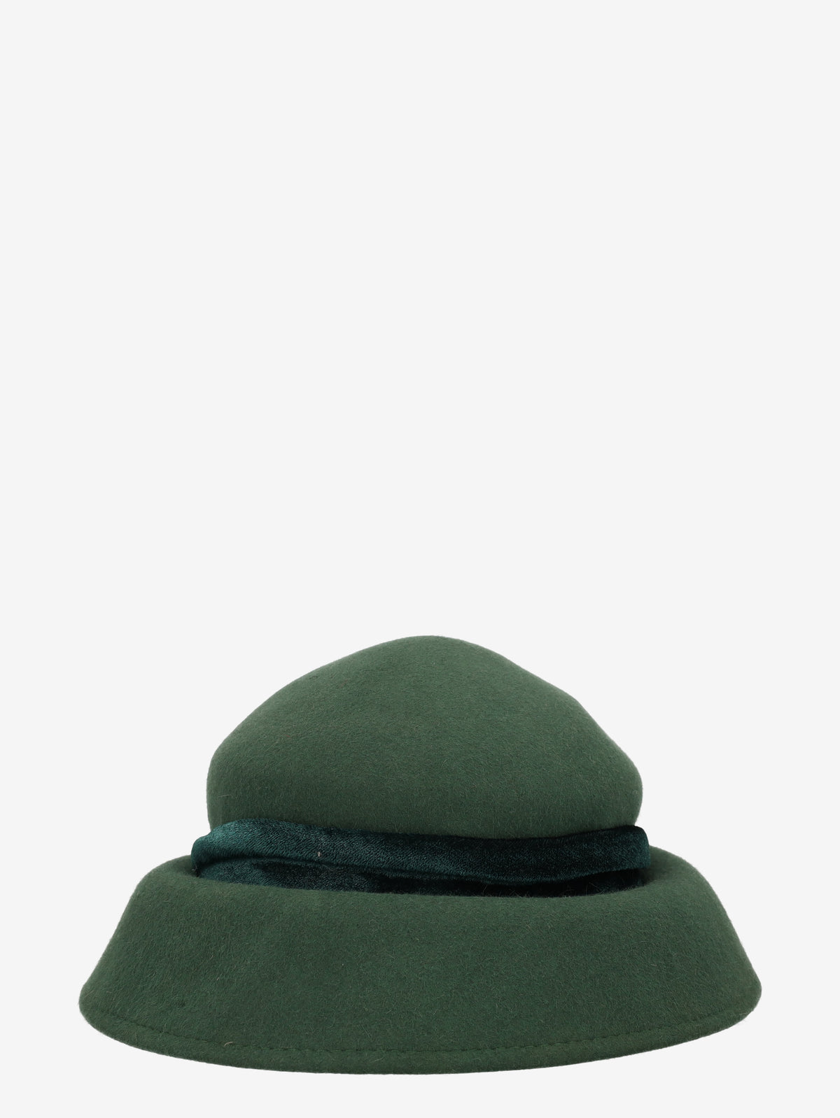 Vintage Green Wool Hat With Bow