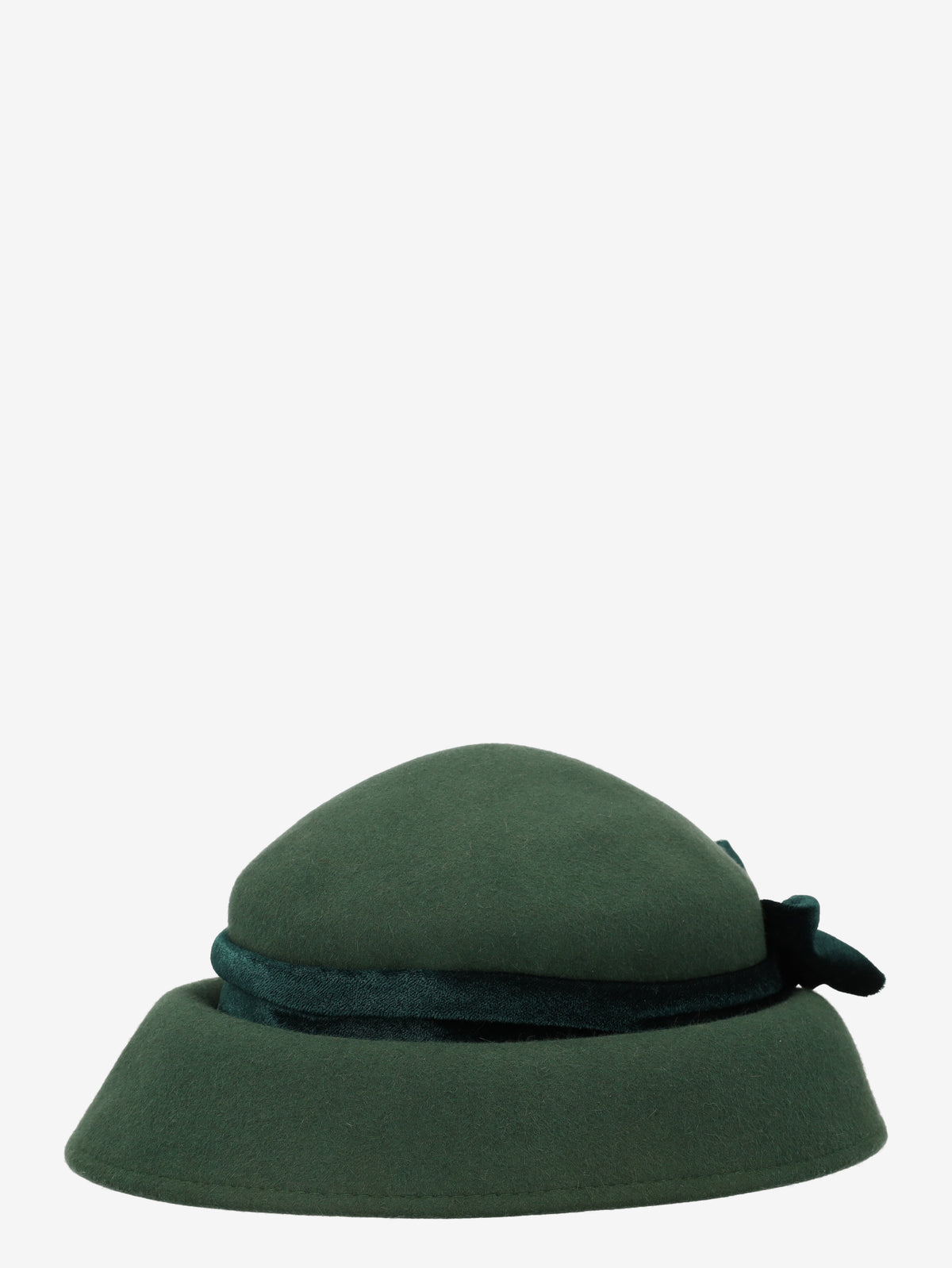Vintage Green Wool Hat With Bow