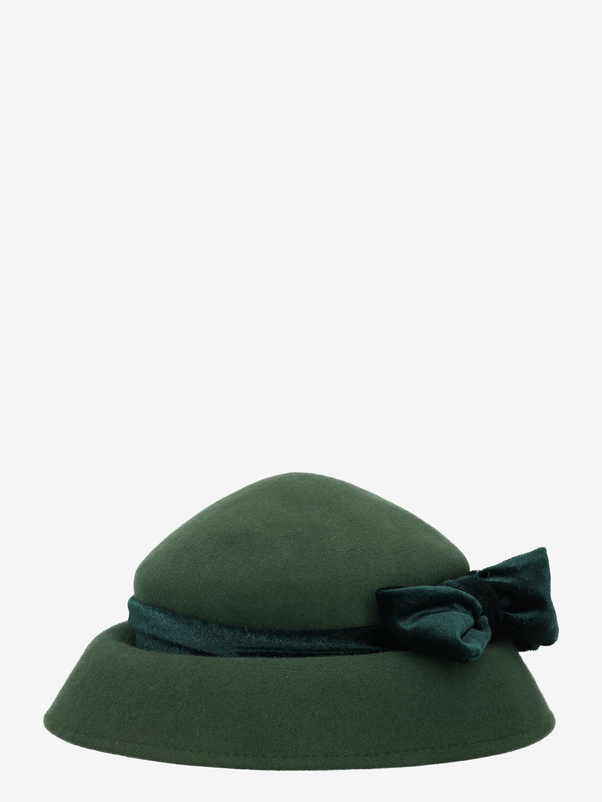 Vintage Green Wool Hat With Bow