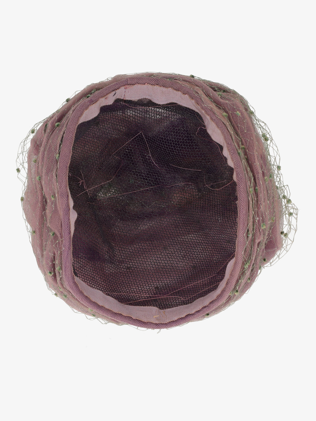 Vintage Purple Tulle Hat With Green Veil