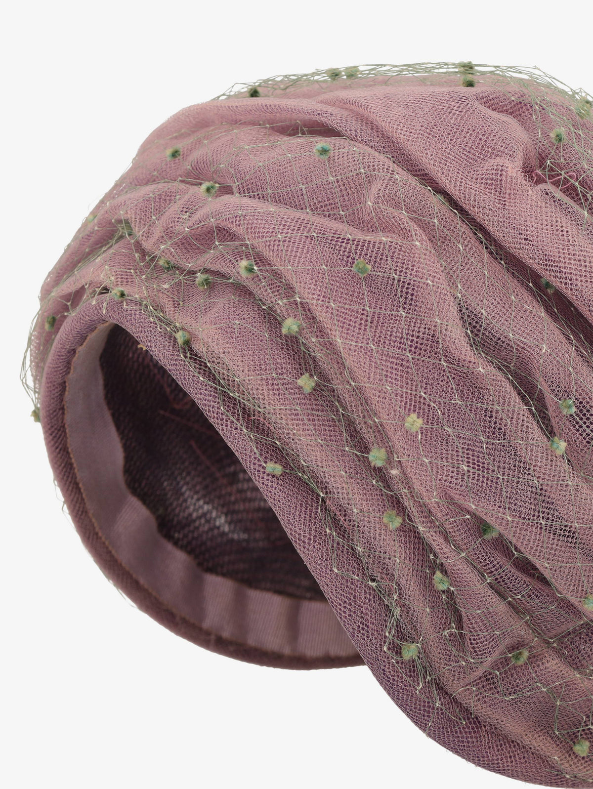 Vintage Purple Tulle Hat With Green Veil