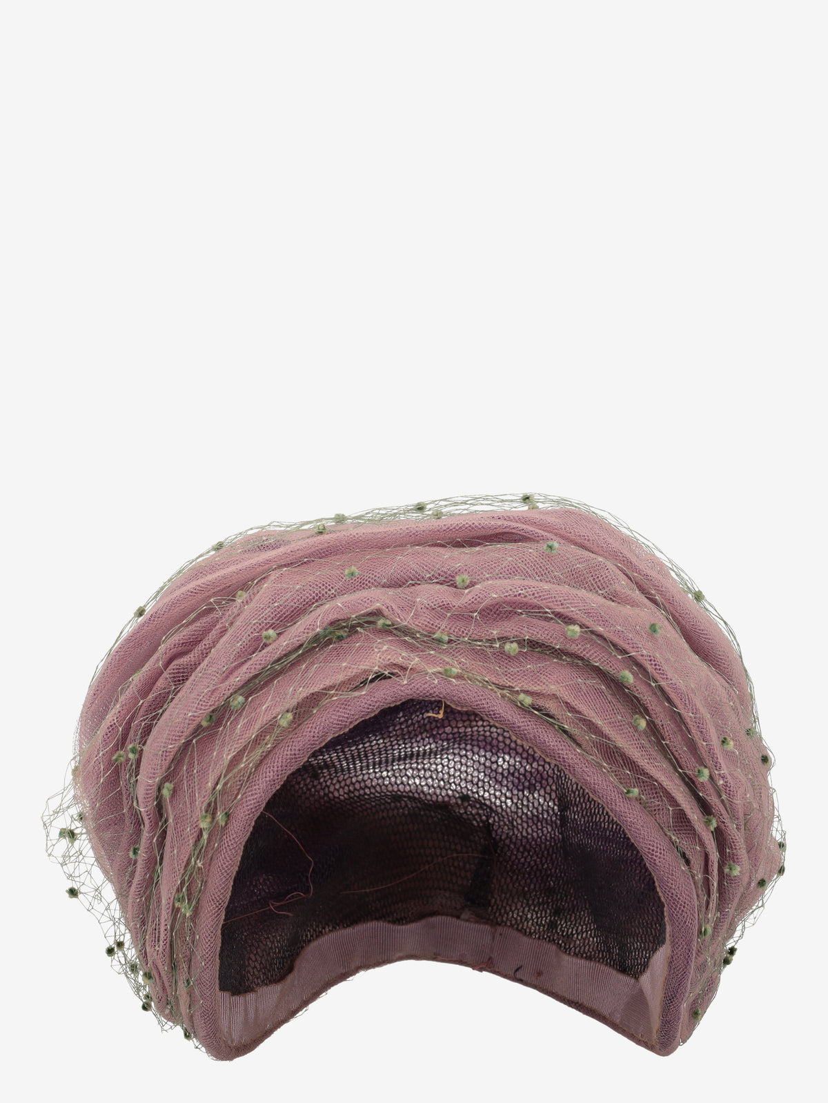 Vintage Purple Tulle Hat With Green Veil