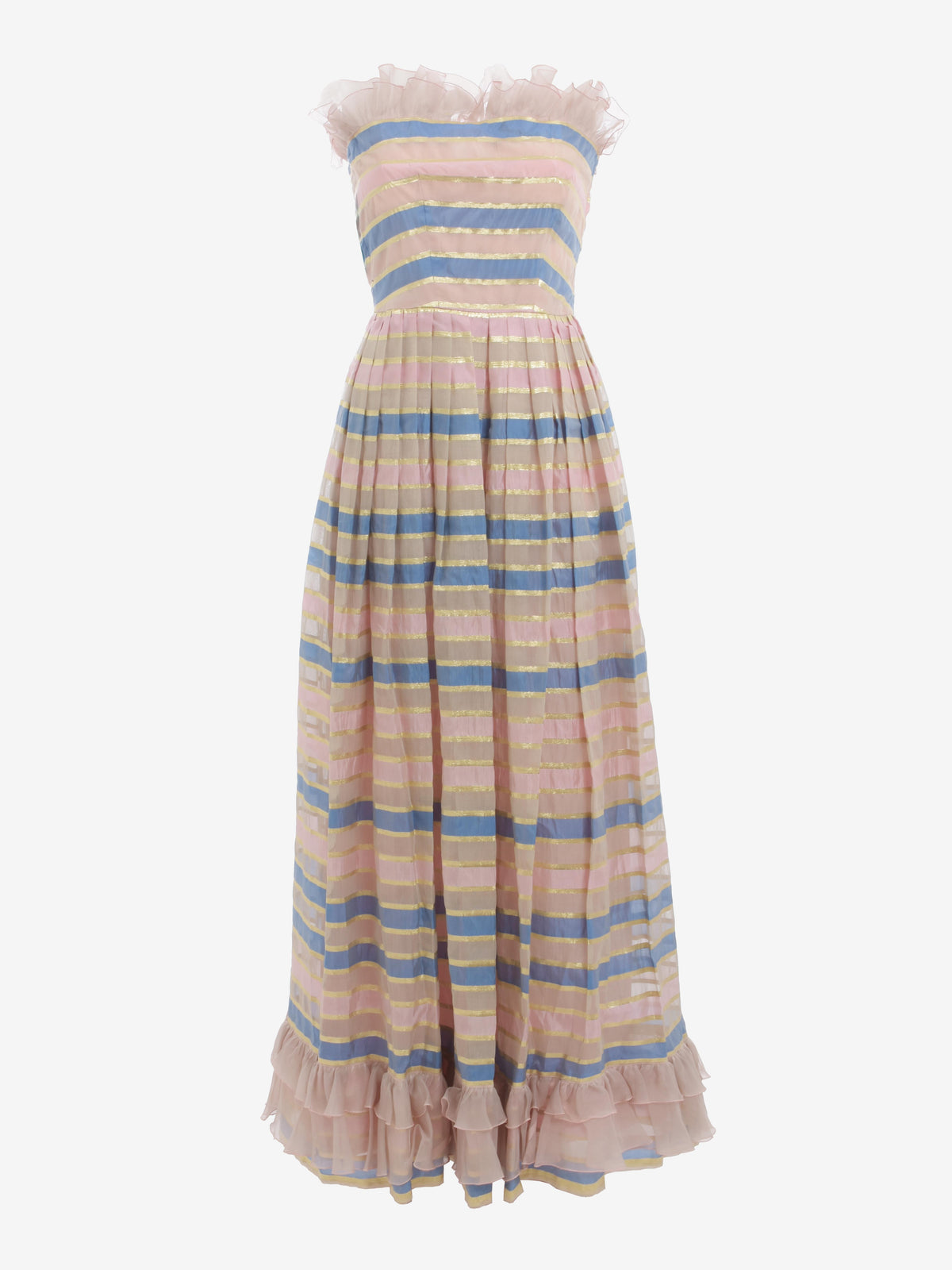 Maxi Abito Vintage Con Balze E Sciarpa