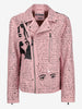Vintage Lettering Pink Biker Jacket WCV250856.04  Vintage