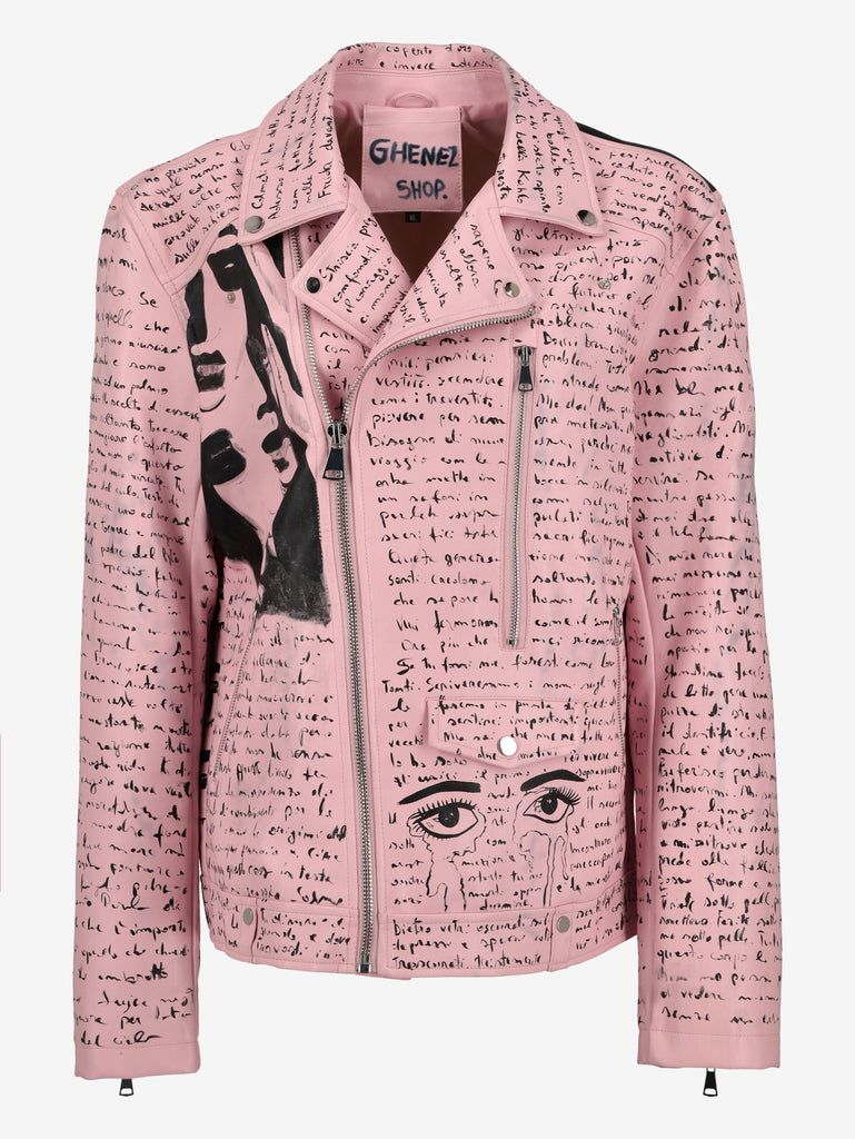 Vintage Lettering Pink Biker Jacket WCV250856.04  Vintage