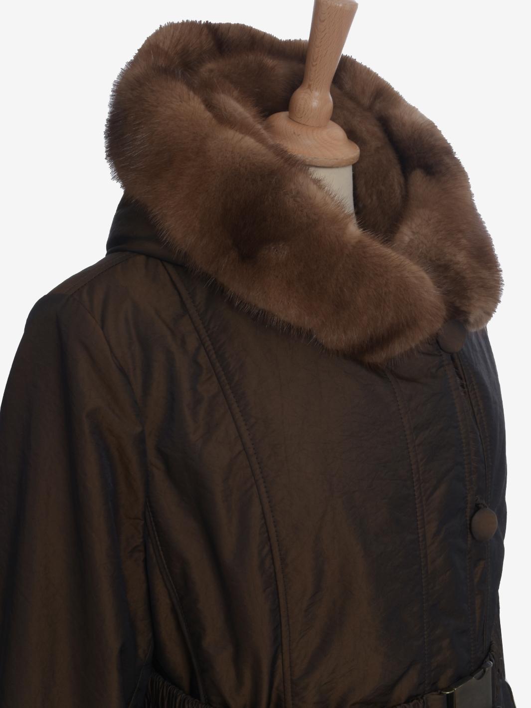 Vintage Coat In Technical Fabric And Fur