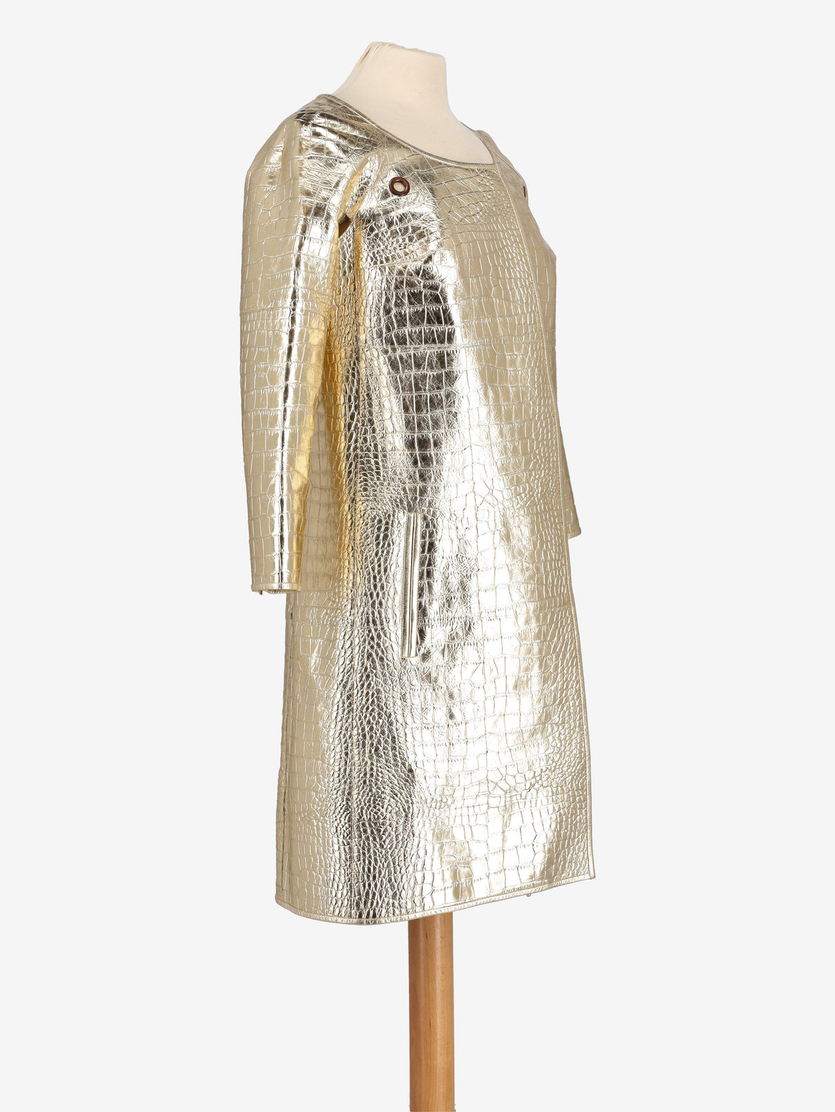 Versace Cocco Gold Leather Overcoat
