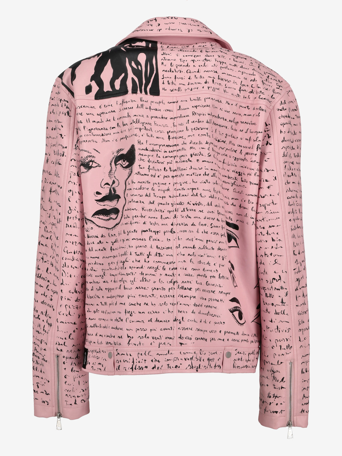 Vintage Lettering Pink Biker Jacket WCV250856.04  Vintage