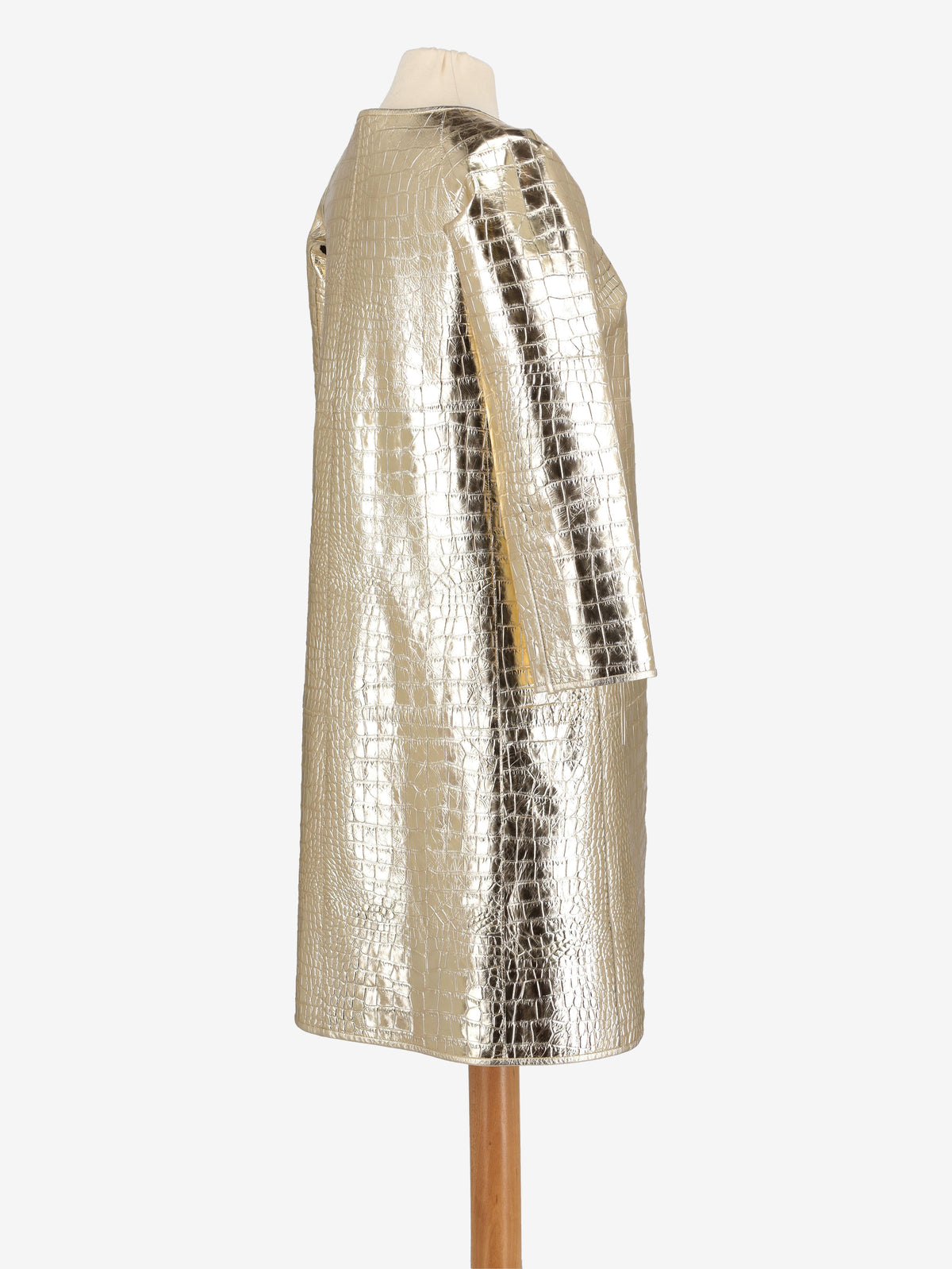 Versace Cocco Gold Leather Overcoat