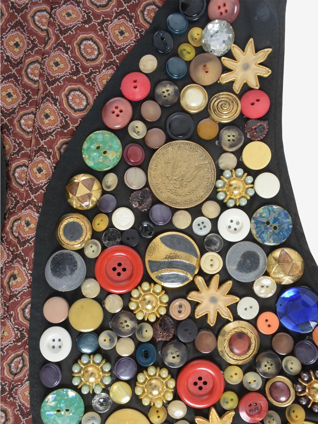 Vintage Vest And Belt With Polychrome Buttons