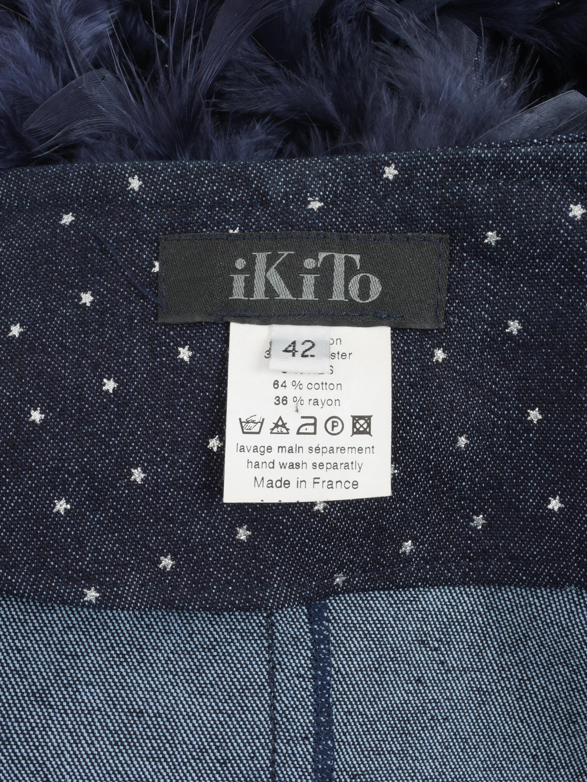 Vintage Denim Suit With Feathers