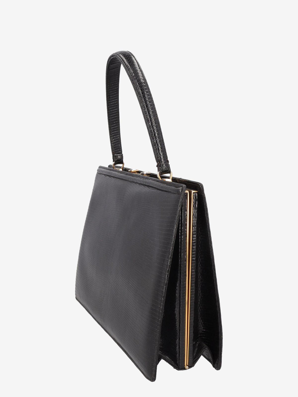 Vintage Black Lizard Leather Handbag WCV300625.37  Vintage