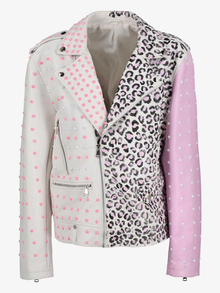 Vintage Pink Animalier Biker Jacket WCV250856.05  Vintage