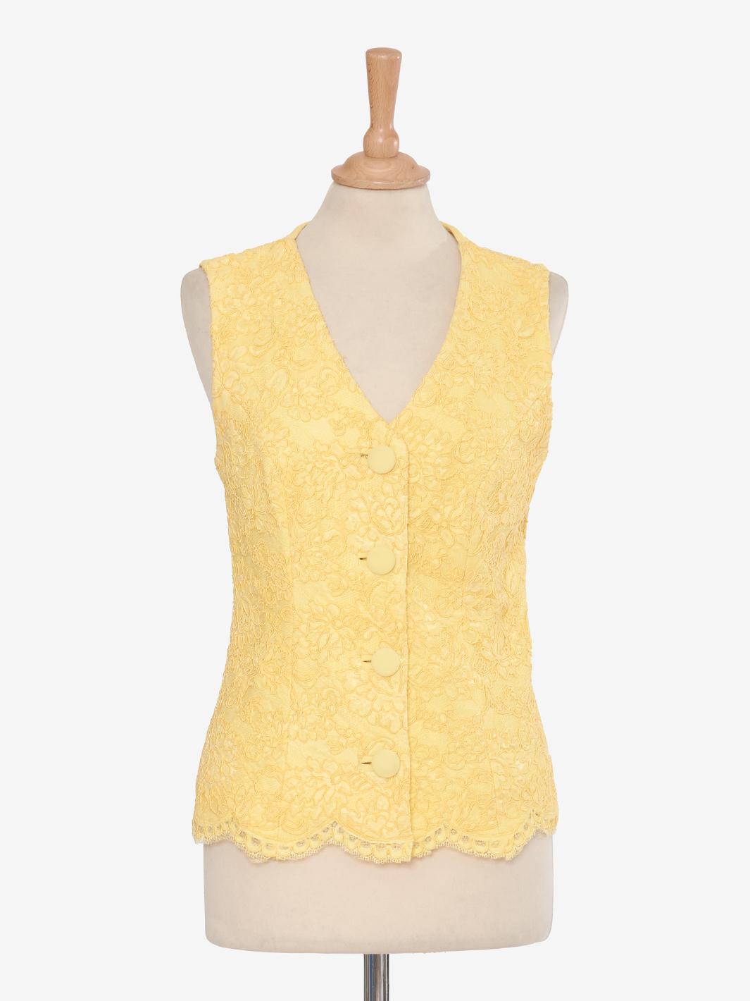 Gai Mattiolo Yellow vest in lace