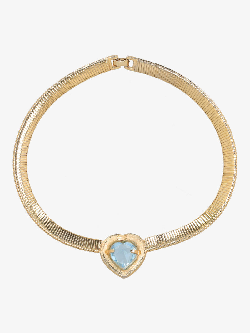 Kenneth Jay Lane Acquamarine Heart Necklace CVR24.1.141  Kenneth Jay Lane