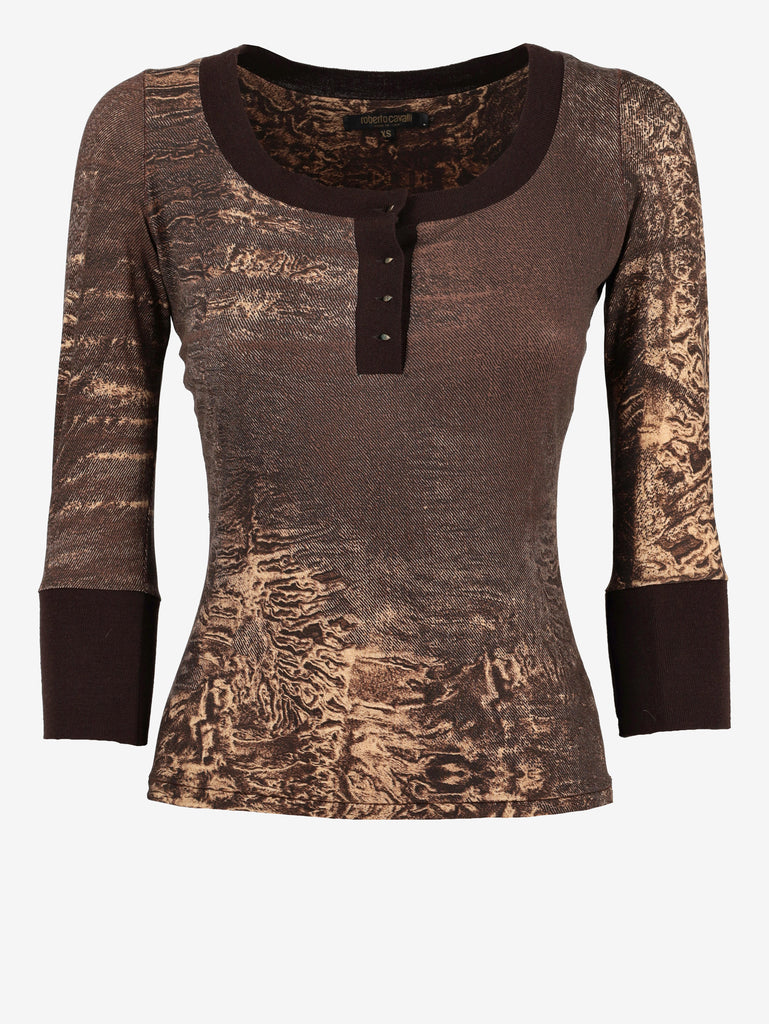 Roberto Cavalli Chocolate Shirt W24121253.13  Roberto Cavalli