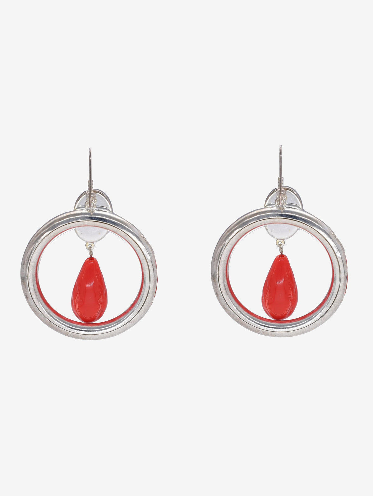 Correani Hoop Earrings With Red Stone
