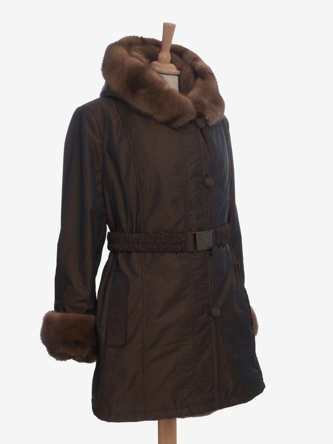 Vintage Coat In Technical Fabric And Fur