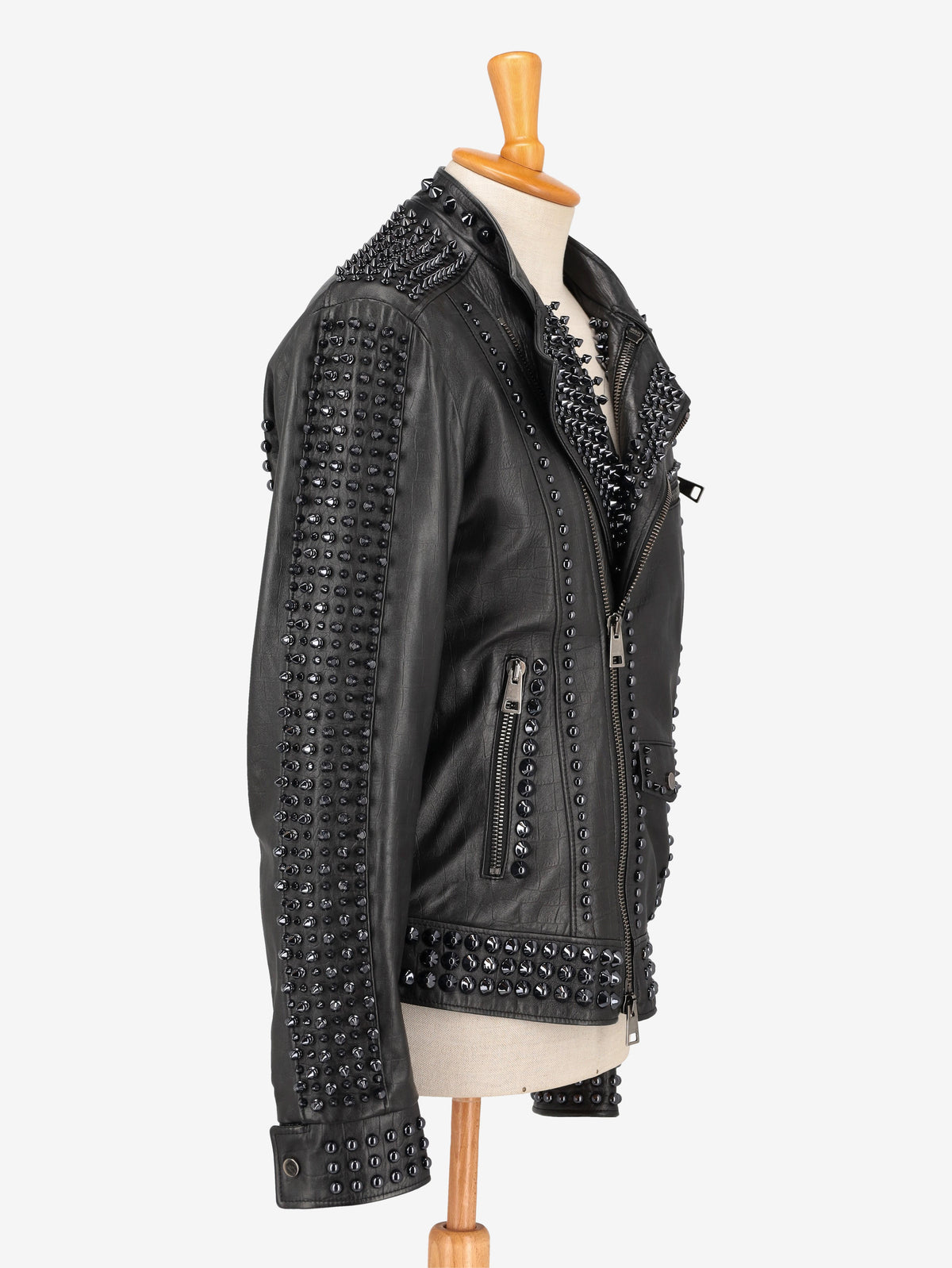 Vintage Black Studs Biker Jacket WCV250885  Vintage