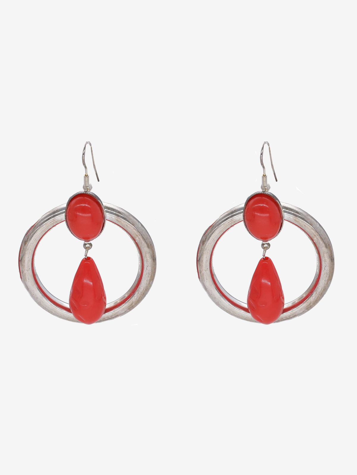 Correani Hoop Earrings With Red Stone