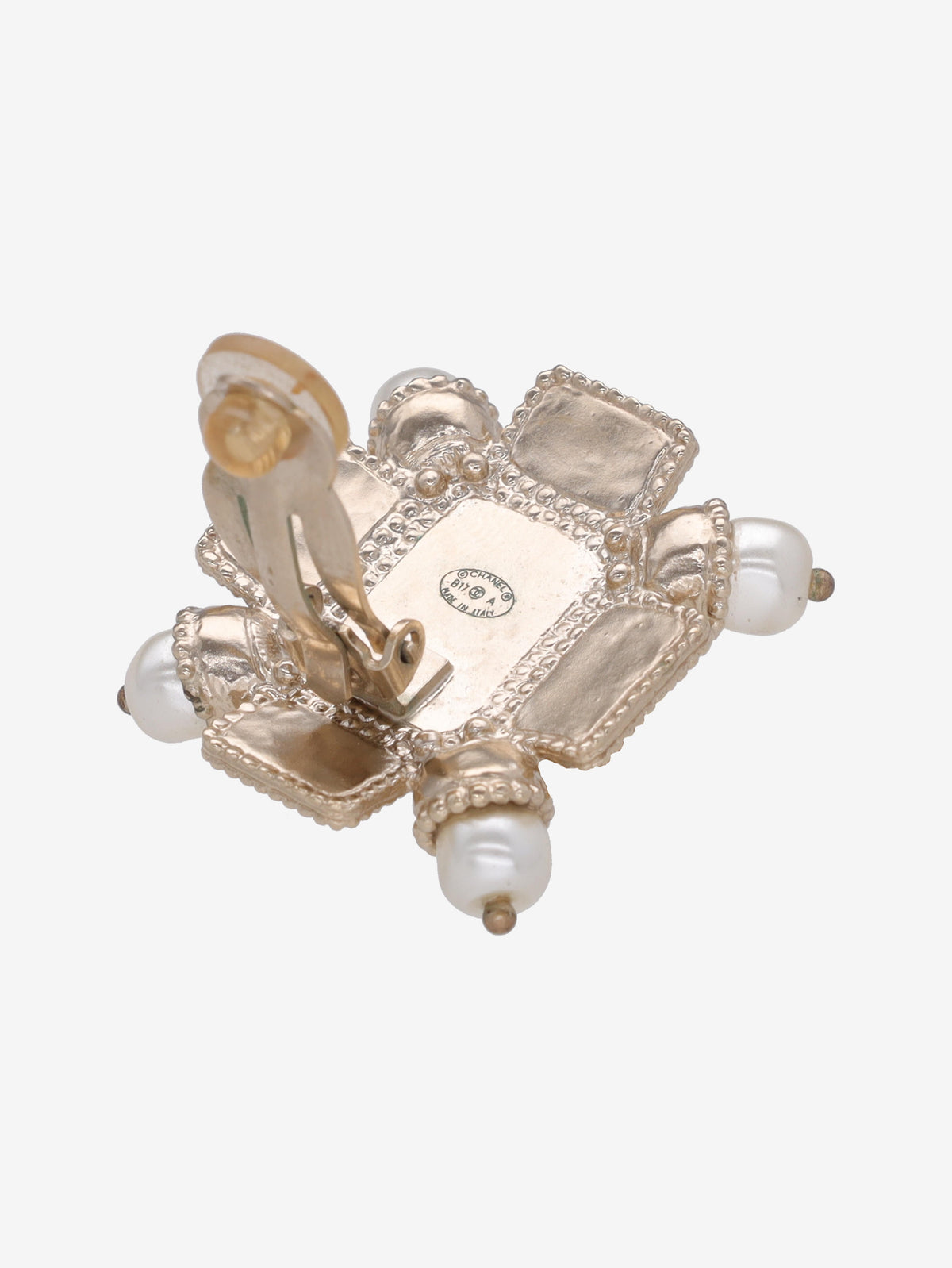 Chanel Cross Earrings With Pearls