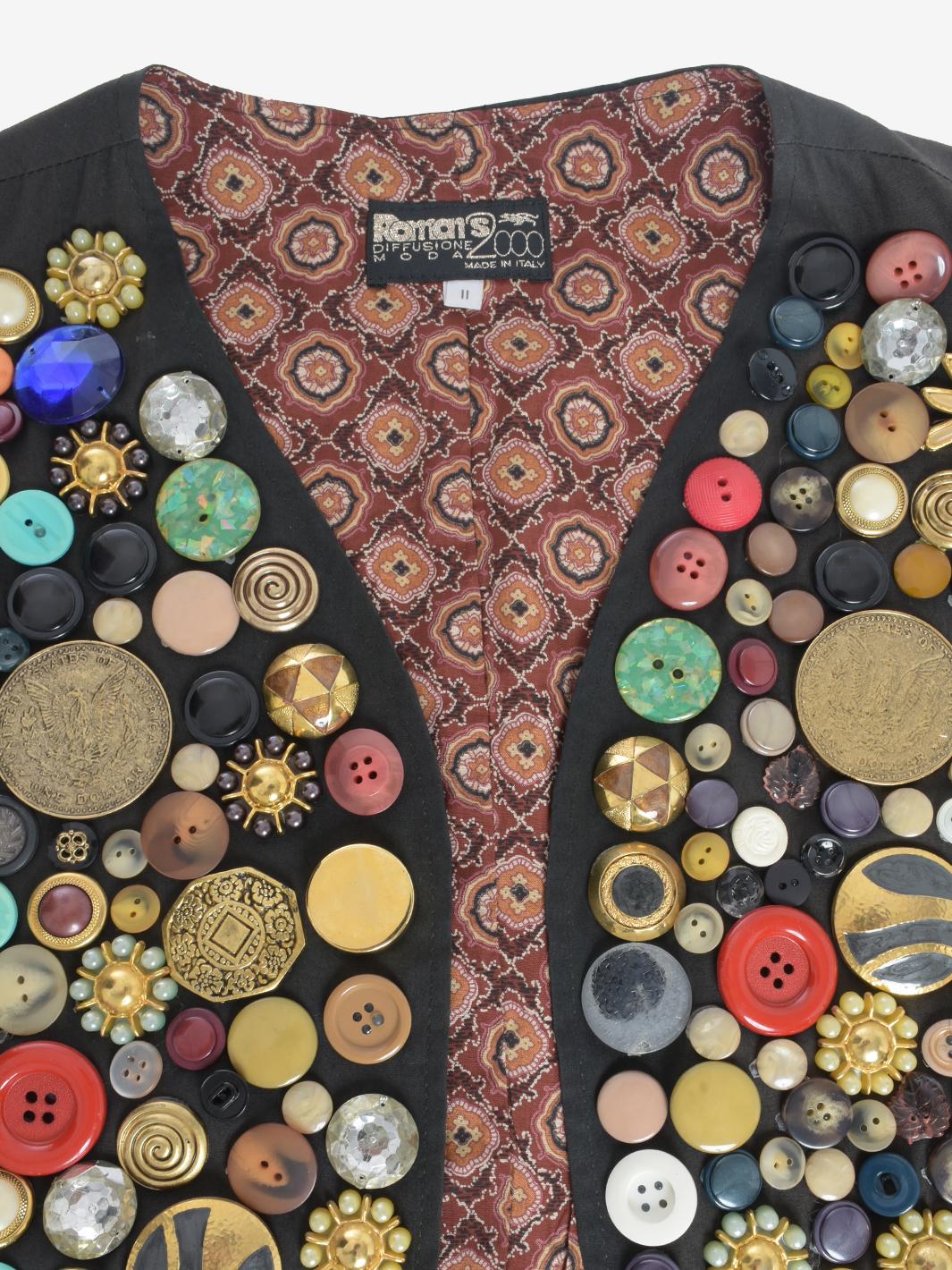 Vintage Vest And Belt With Polychrome Buttons