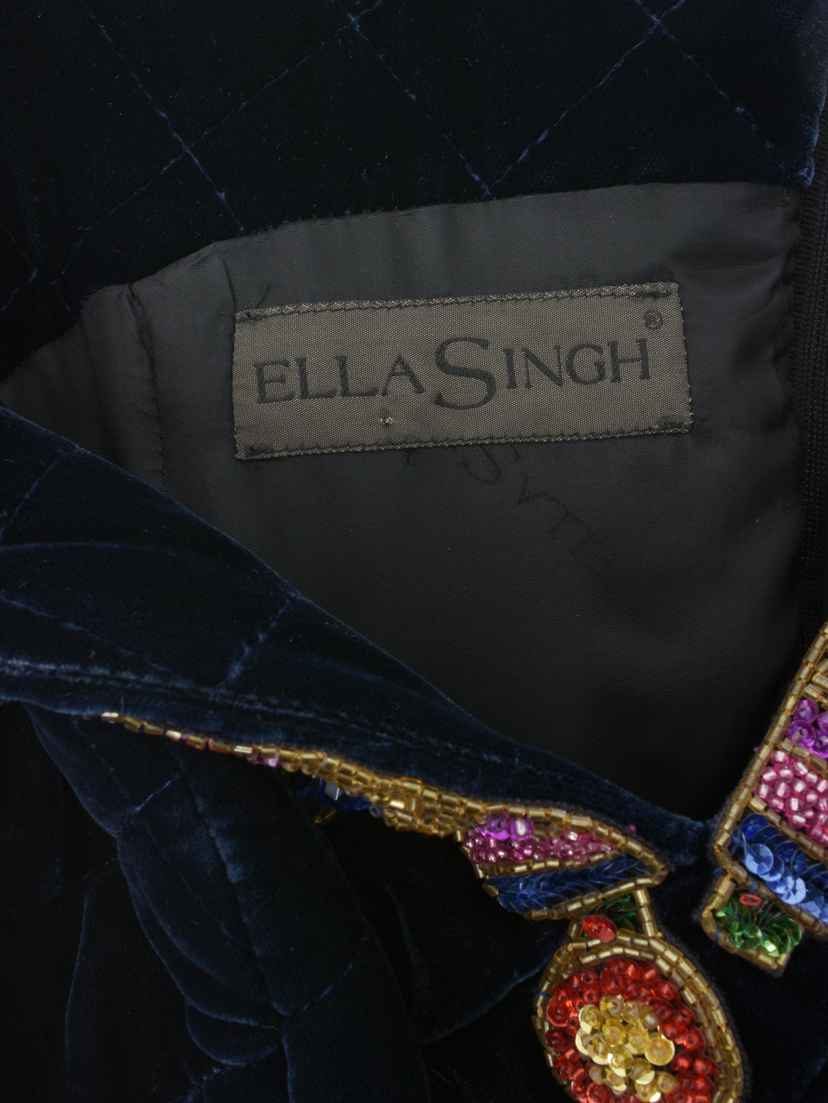 Vintage Dress With Embroidered Beads - 80s