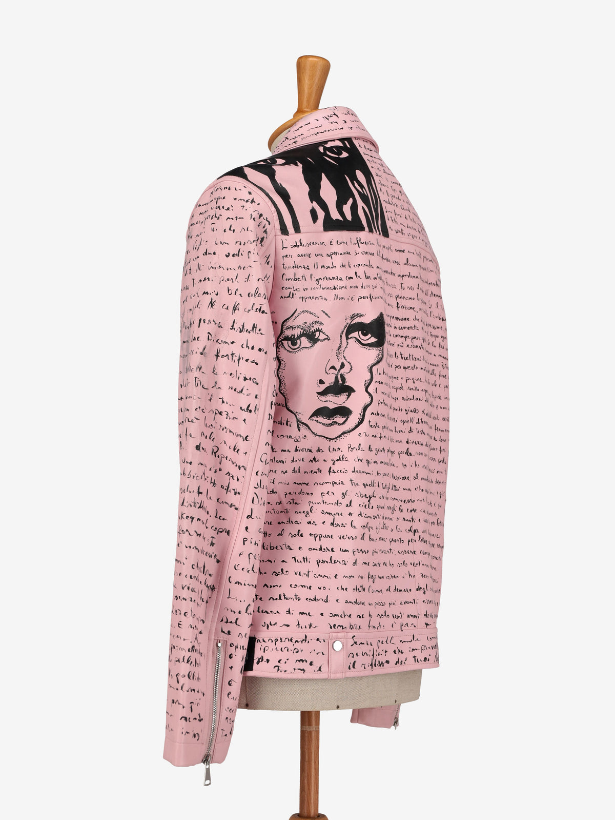 Vintage Lettering Pink Biker Jacket WCV250856.04  Vintage