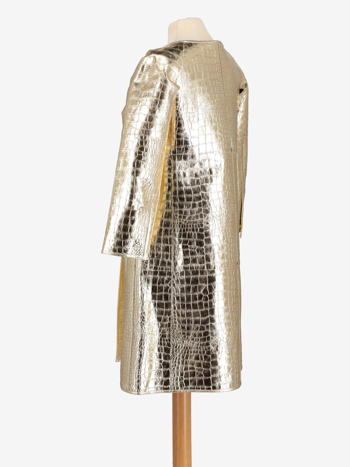 Versace Cocco Gold Leather Overcoat