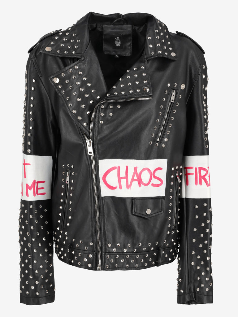 Vintage Lettering Biker Jacket WCV250856.03  Vintage