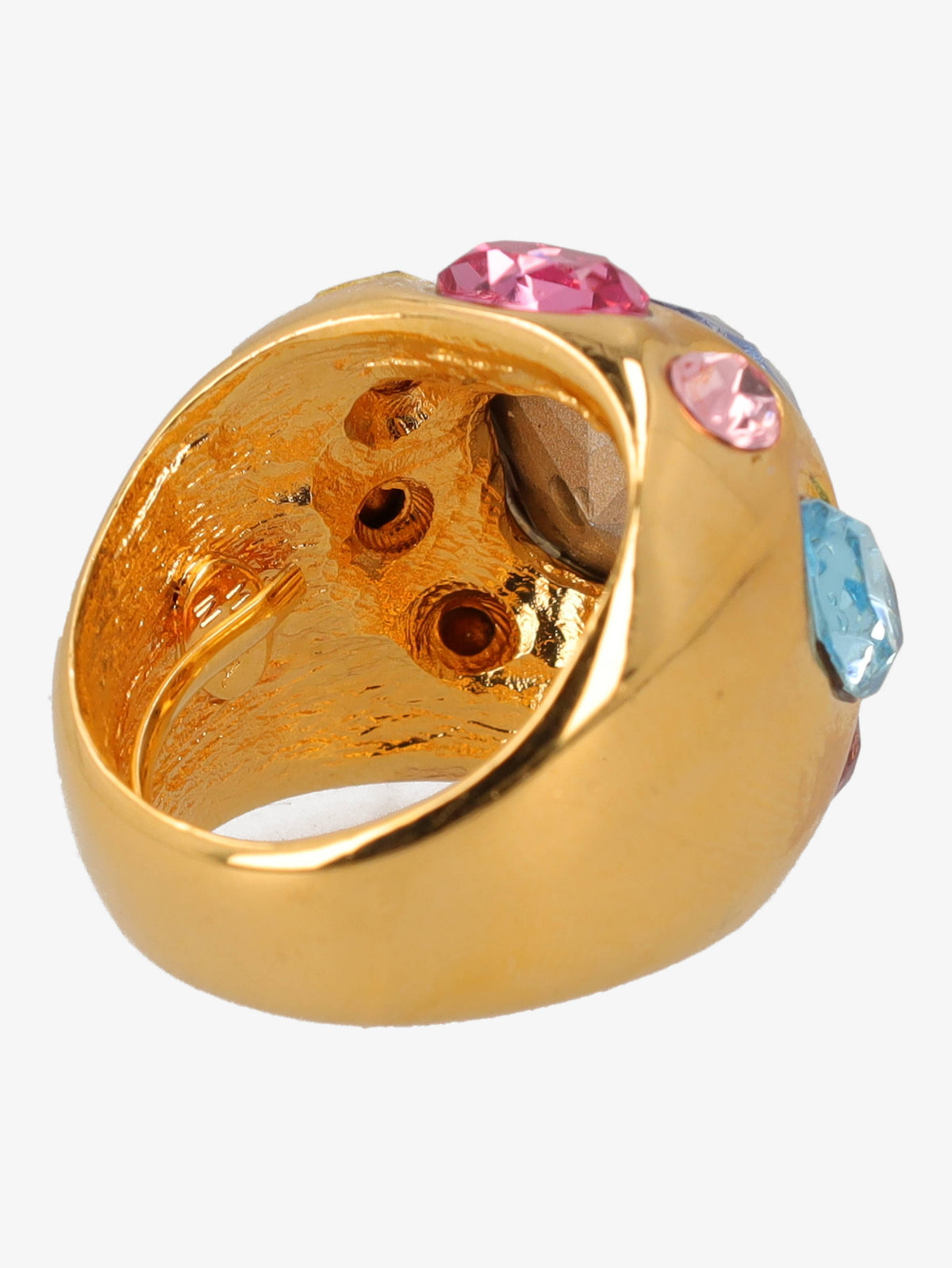 Kenneth Jay Lane Ring With Large Polychrome Stones CVR24.1.57  Kenneth Jay Lane