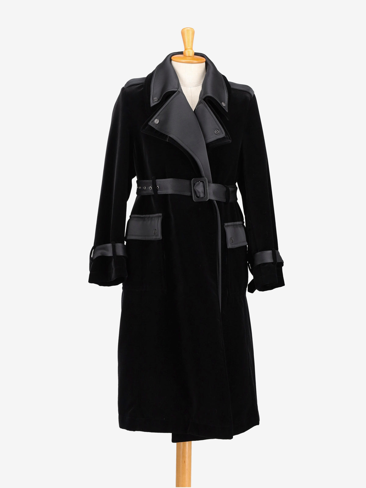 Tom Ford Black Velvet Trench Coat - 00s