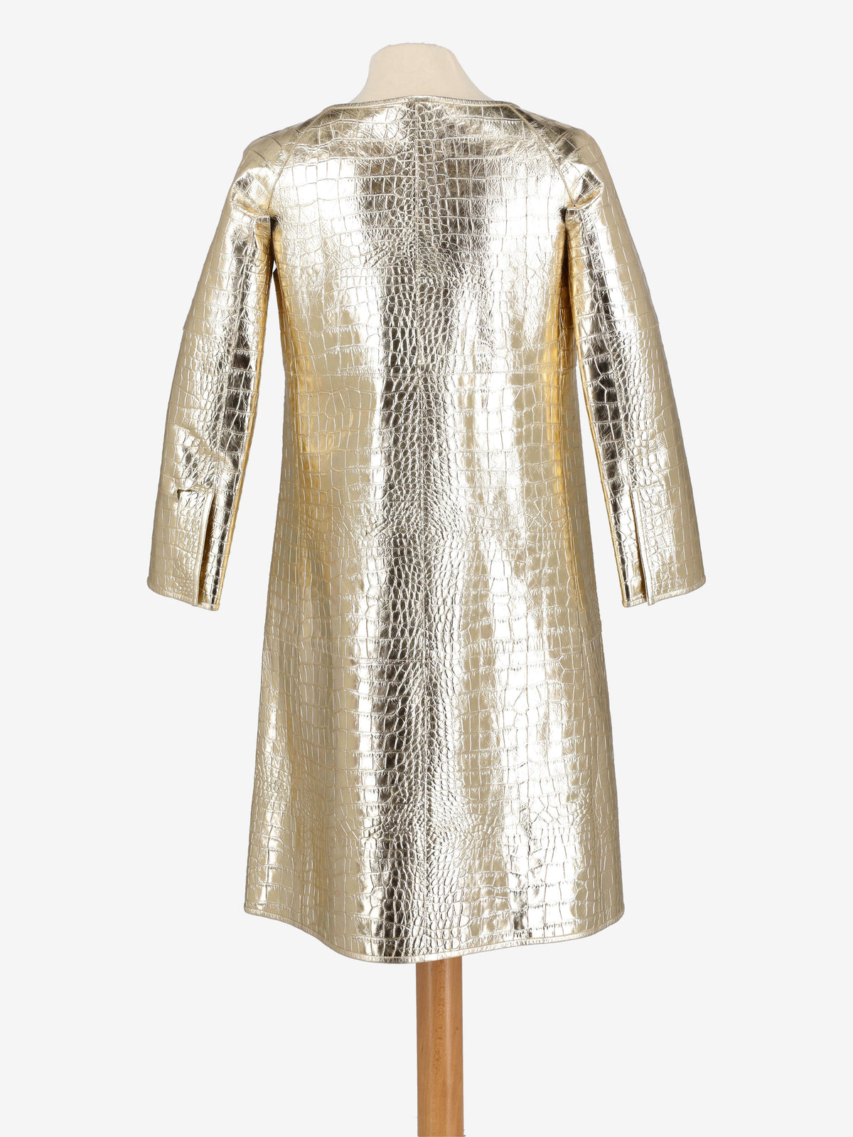 Versace Cocco Gold Leather Overcoat