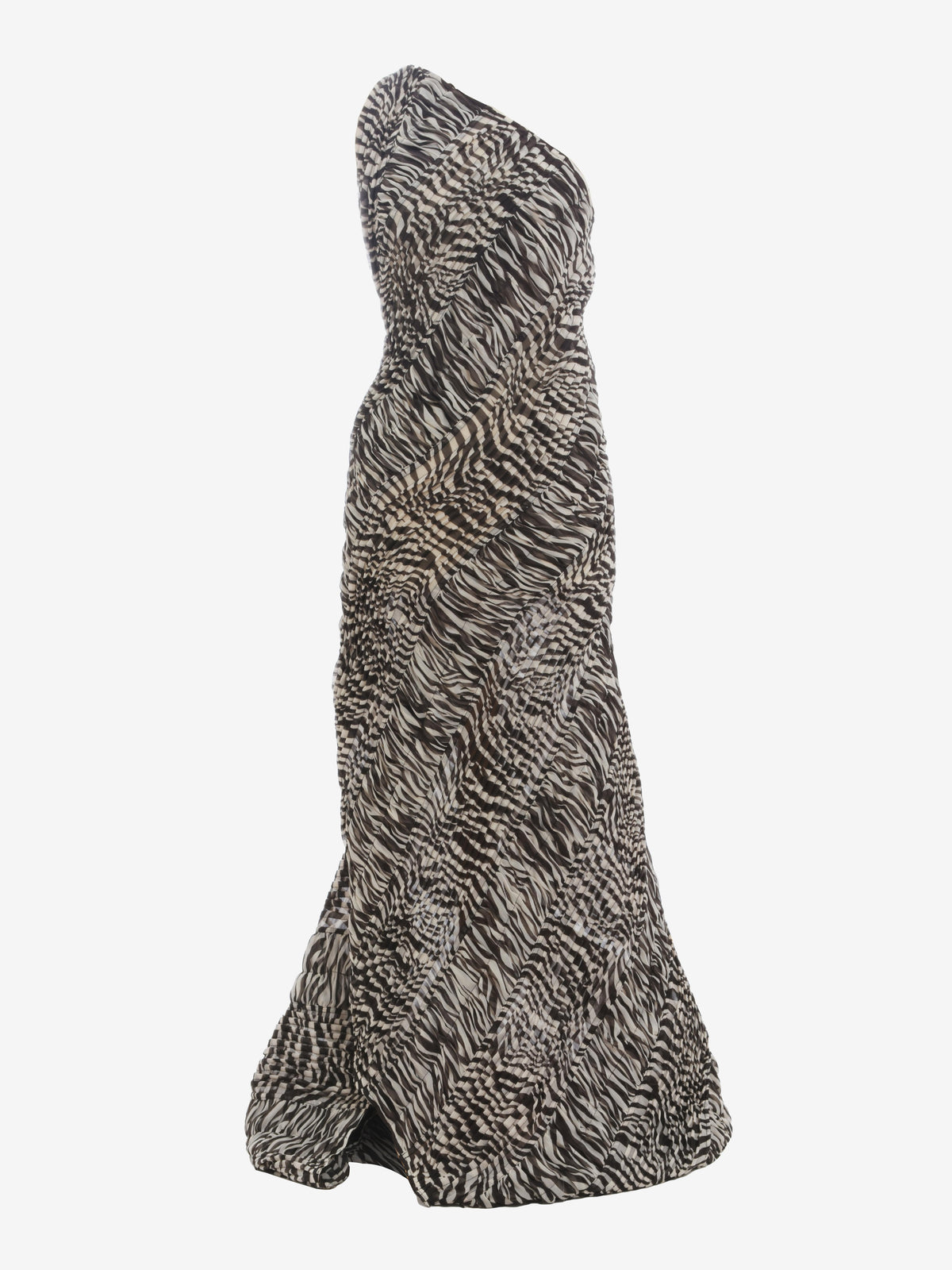 Abito maxi zebrato asimmetrico