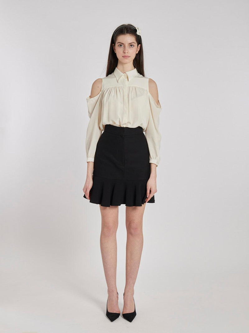 2010 Victoria Beckham black cotton mini skirt with ruffle C301508901  Victoria Beckham