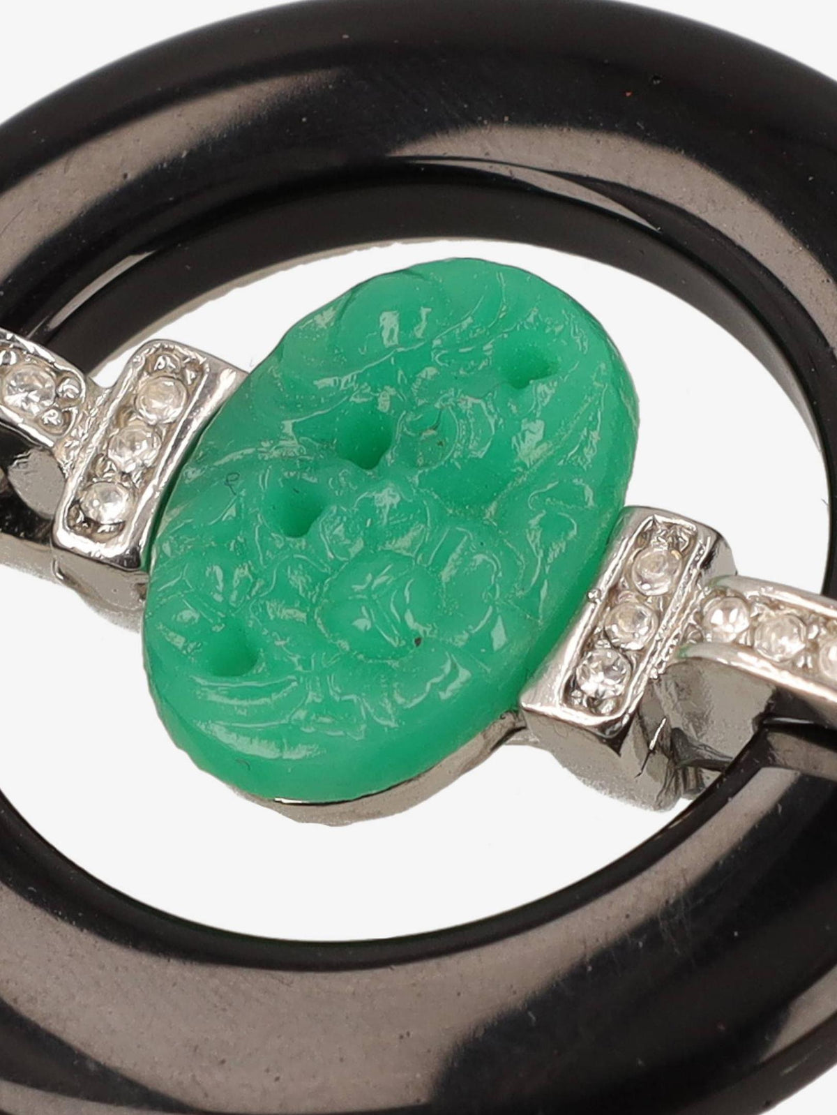 Kenneth Jay Lane Green And Black Circle Brooch CVR24.1.129  Kenneth Jay Lane