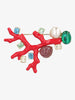 Kenneth Jay Lane Red Coral Branch Brooch With Rhinestones And Synthetic Pearls CVR24.1.72  Kenneth Jay Lane