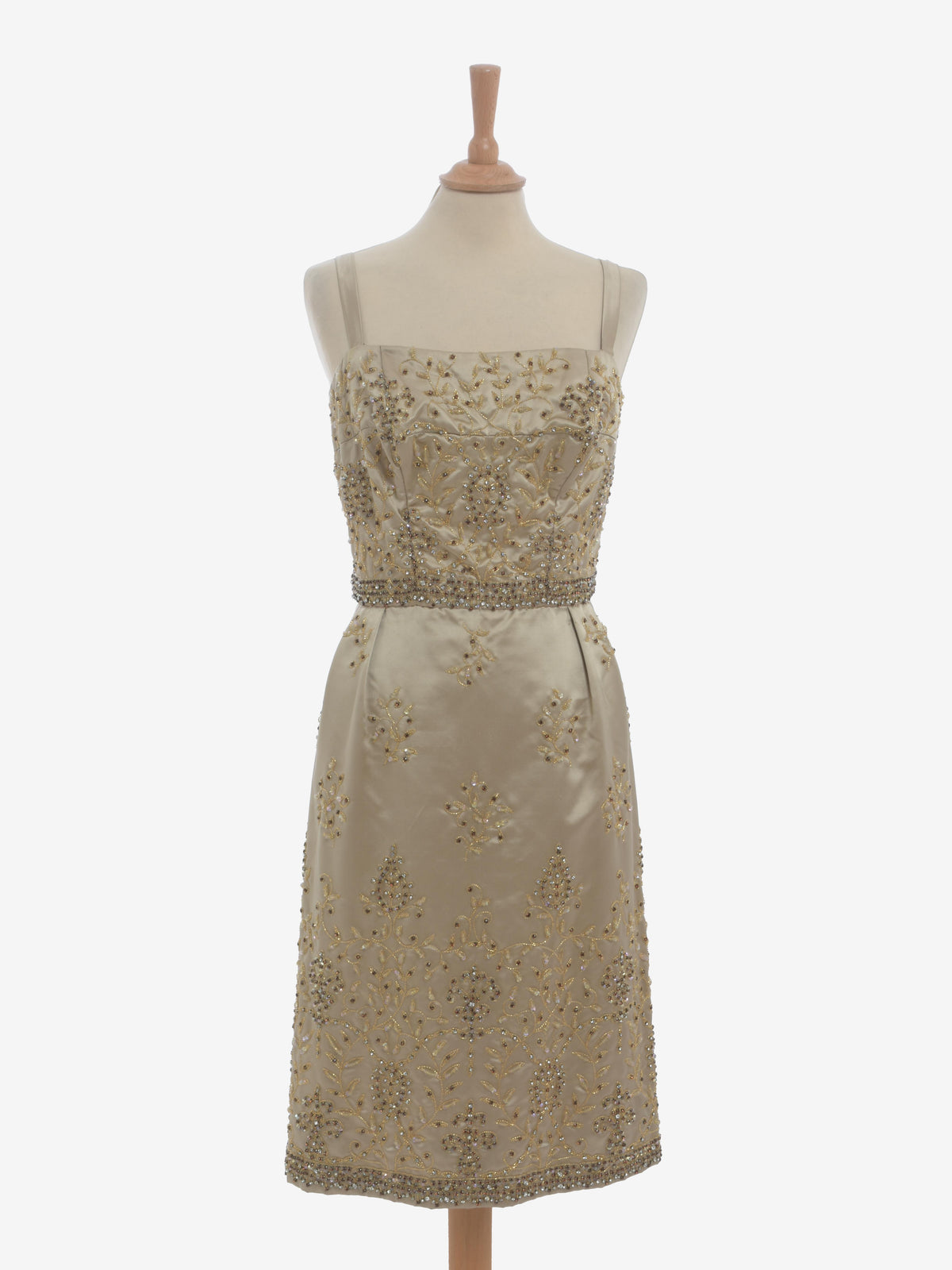 Vintage Beaded And Rhinestone Midi Dress - 50s