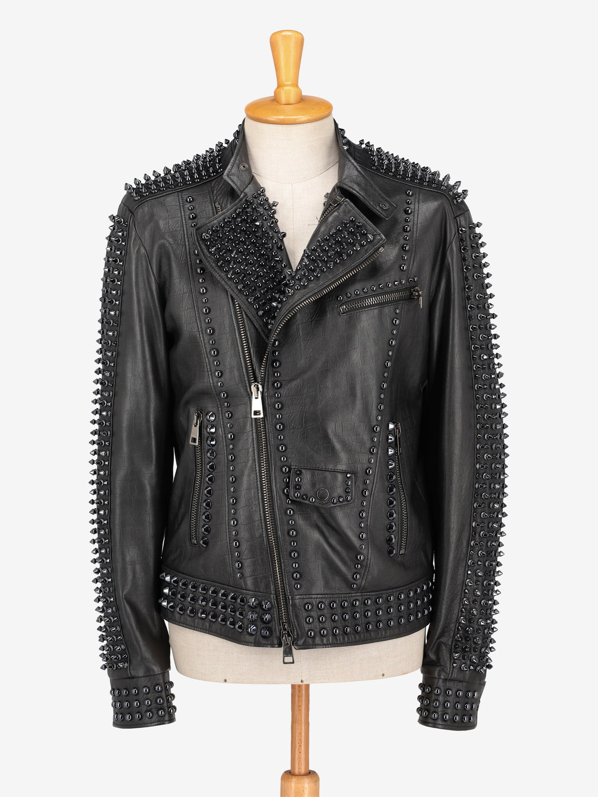 Vintage Black Studs Biker Jacket WCV250885  Vintage