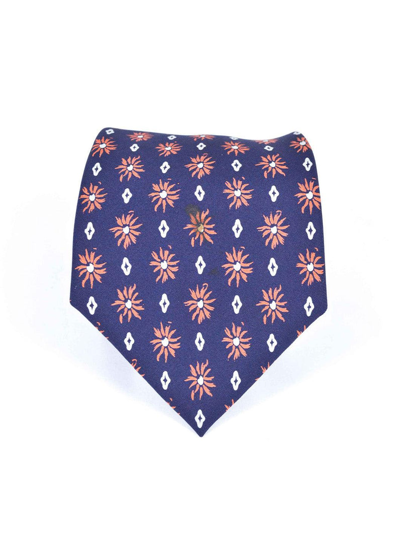 Y2K blue silk Herno tie with geometric pattern W22050607  Herno