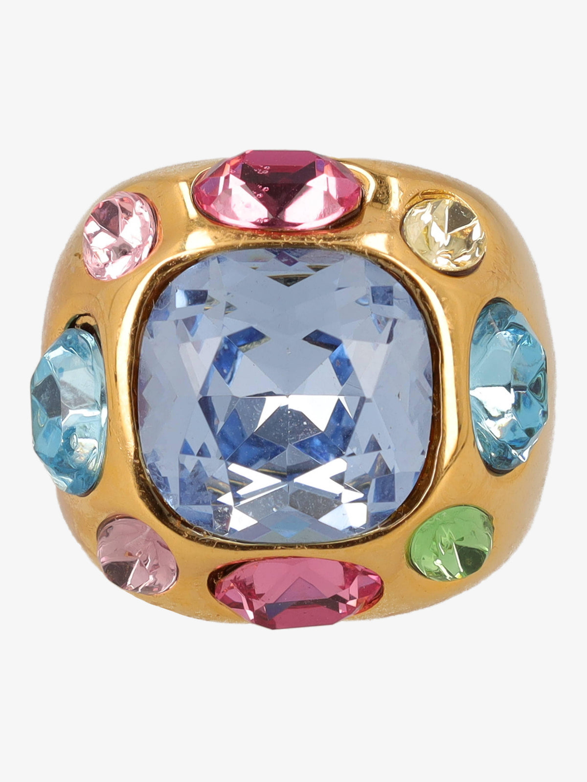 Kenneth Jay Lane Ring With Large Polychrome Stones CVR24.1.57  Kenneth Jay Lane