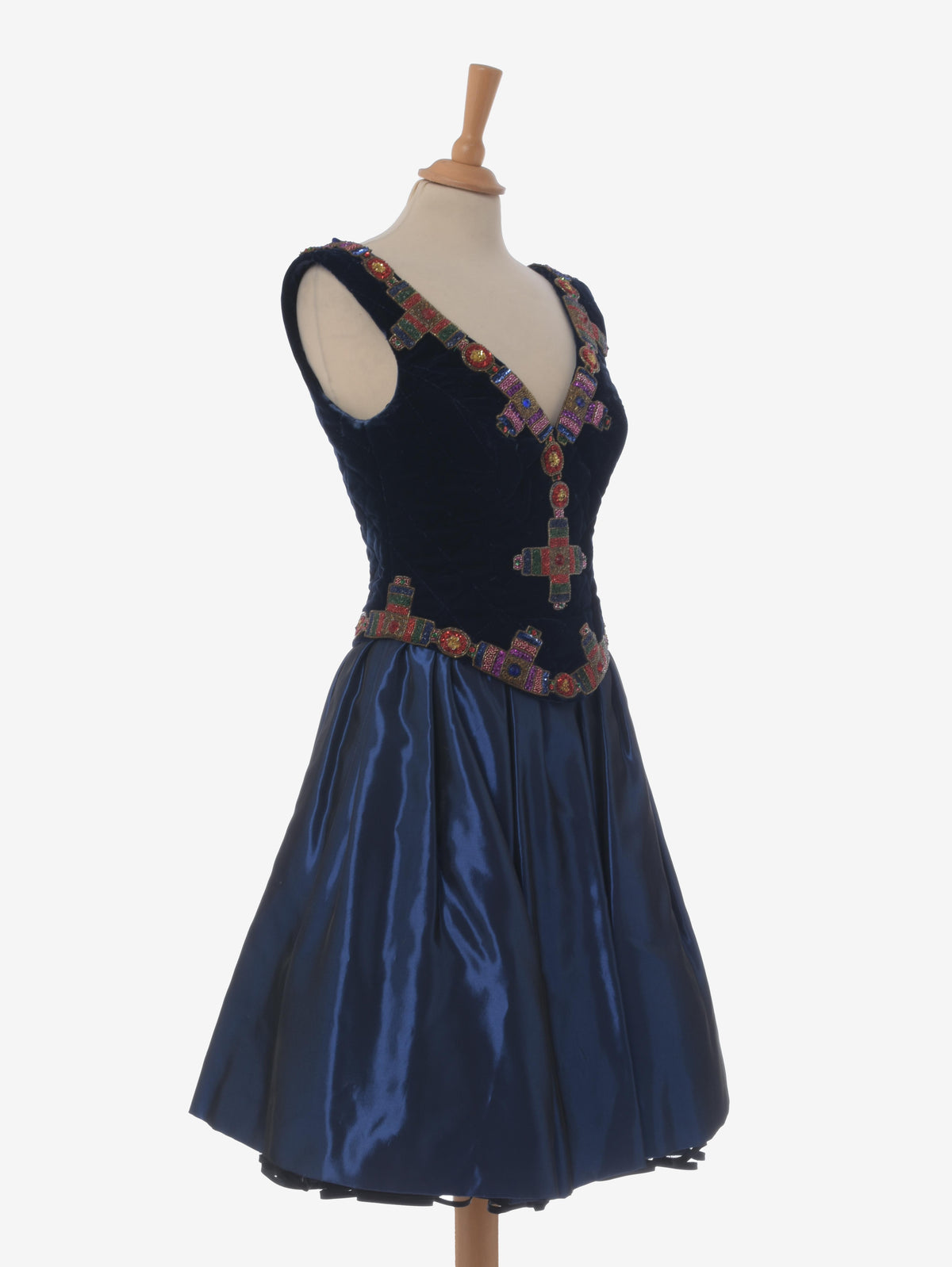 Vintage Dress With Embroidered Beads - 80s