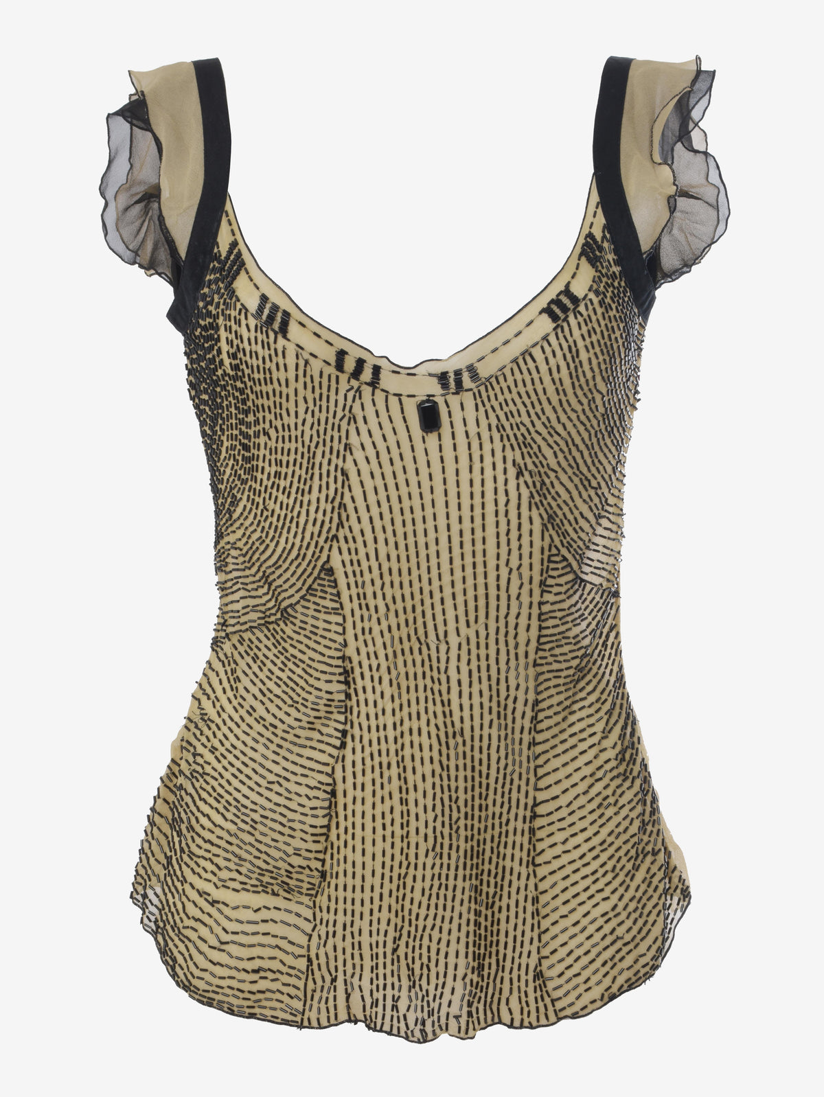 Top in seta vintage con perline ricamate